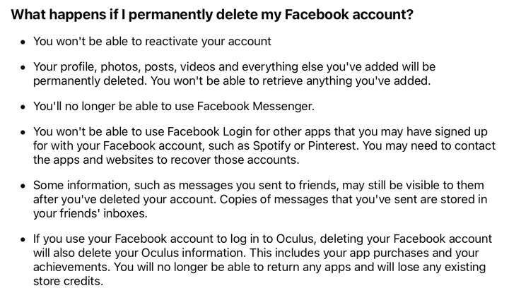 Facebook - What happens if I permanently delete my Facebook account?