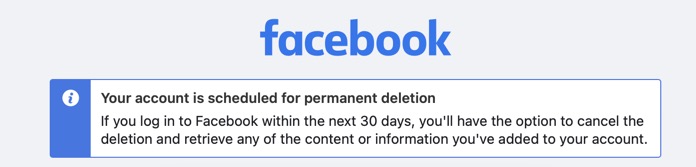 Facebook - Your account is scheduled for permanent deletion